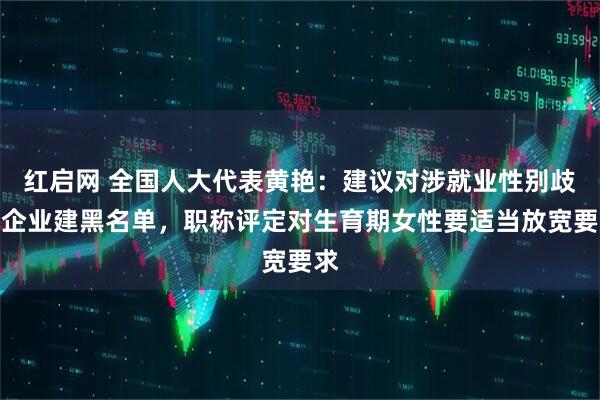 红启网 全国人大代表黄艳：建议对涉就业性别歧视企业建黑名单，职称评定对生育期女性要适当放宽要求