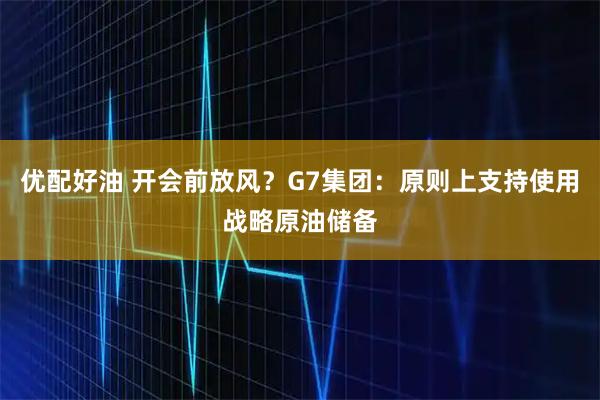 优配好油 开会前放风？G7集团：原则上支持使用战略原油储备